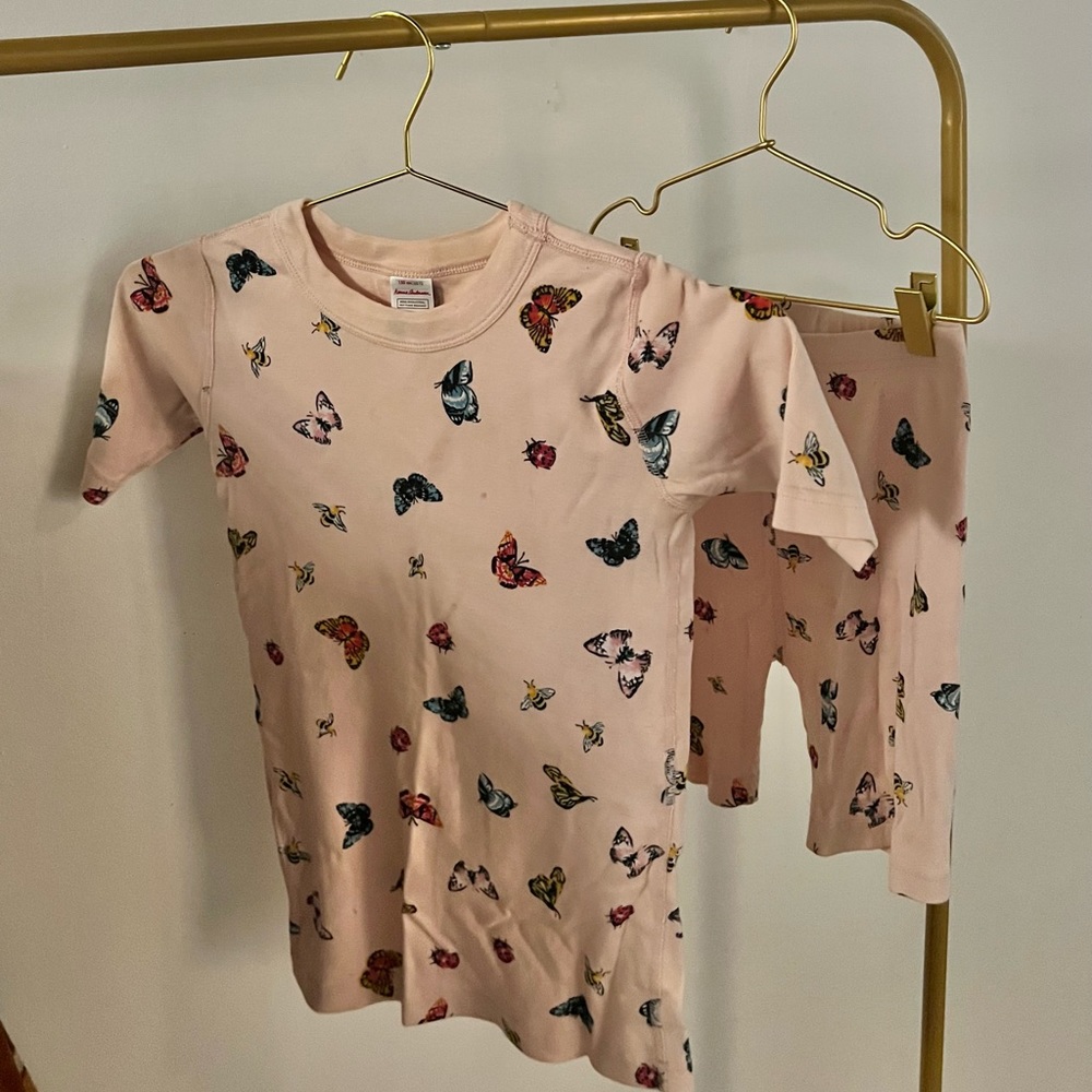 Hanna Andersson-Girls Pink Butterfly PJs (size 12)